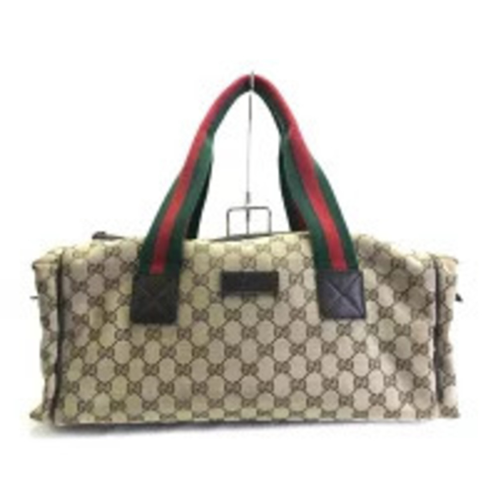 Gucci Boston Bag GG canvas red green striped web